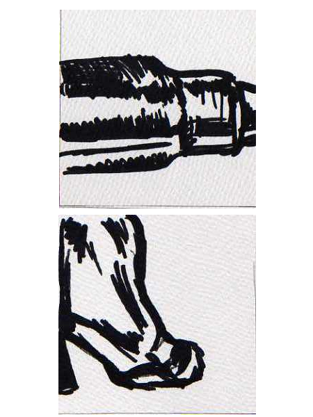 Ink Drawings Bullet and Elephant